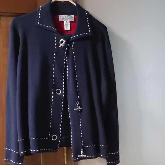 Norton Studio Jackets & Blazers - Norton Studio Navy Blazer with White Accents